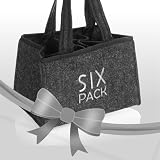 com-four® 2X Flaschentasche - Getränkehalter aus Filz für 6 Flaschen - Faltbare Filztasche mit Henkeln für Getränke - 6er-Träger für Flaschen bis 0,5 l - Herrenhandtasche (2 Stück - Sixpack)
