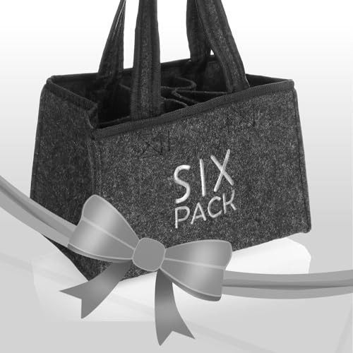 com-four® 2X Flaschentasche - Getränkehalter aus Filz für 6 Flaschen - Faltbare Filztasche mit Henkeln für Getränke - 6er-Träger für Flaschen bis 0,5 l - Herrenhandtasche (2 Stück - Sixpack)
