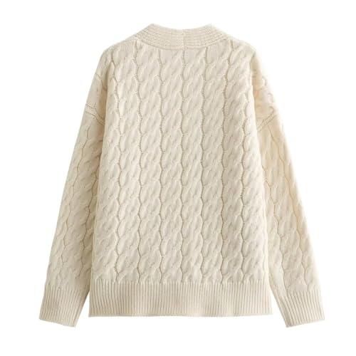 Women V-Neck Cardigan Thick Warm Loose Single Button Daily Casual Loose Fit Sweater Coat2