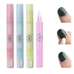 4 PCS Nail Art Polish Corrector Pen, Nail Polish Remover Pen, Refillable Nail Edge Cleaning Pen, Nail Varnish Mistakes Remover for real nails, Nail Art Removal Pens with 12 Replacement Tips