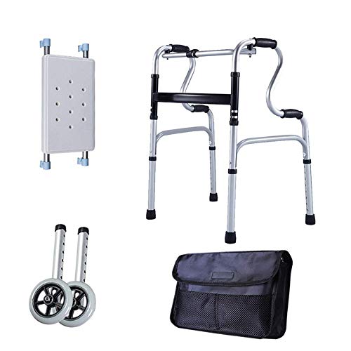 高齢者用ローリングアップライトウォーカー、高さ調節可能なウォーキングフレーム、高さ調節可能な松葉杖付きアルミ合金手すりフレームポータブル医療用ウォーカー
