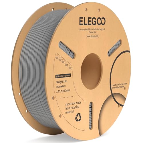 ELEGOO PLA Plus Filament 1.75mm Gray 1KG, PLA+ Tougher and Stronger 3D Printer Filament Dimensional Accuracy...
