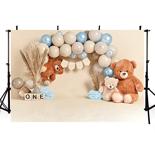 MEHOFOND 2,1 X 1,5 M Bohemian Boy 1st Birthday Fotografia Sfondo Erba Pampa Boho Palloncini Festa Di Compleanno Banner Torta Smash Decorazioni Sfondo - 10