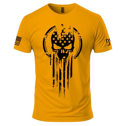American Warrior T-Shirt - Skull Emblem Graphic Tee for Men - Short Sleeve Cotton Shirt