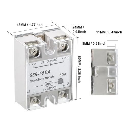 Relé de estado sólido SSR-50DA de 3-32V CC a 24-380V CA para control industrial de potencia 2