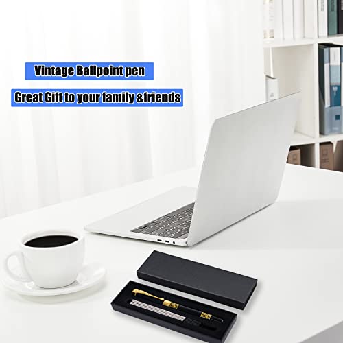 Ballpoint Pens,Black Ink Refill Vintage Pen Writing Pen Set With Extra 2 Black Ink Refills Line Width 0.5Mm Professional Executive Pen,Fancy Gift Pen Set For Men&Women.(Black) #TOP5