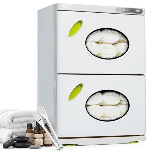 MOMOKOVA 46L Hot Towel Warmer, Large Capacity Spa Towel Warmer with Double Cabinets, Professional Towel Warmer Cabinet with Clip & 4 Racks for Salon, Barber Shop, Massage, Facial