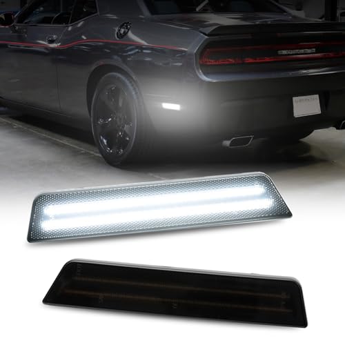 AUTOONE Upgraded White Rear LED Side Marker Lights Compatible With 2008-2014 Dodge Challenger & 2011-2014 Charger, Fender Side Markers, Smoked Lens Driver & Passenger Side, Parking Lamps, 2PCS by AUTOONE - Used condition - US$23.16