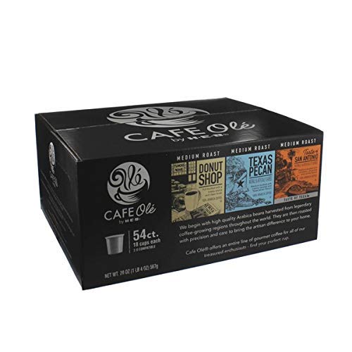 Cafe Ole Single Serve Keurig K-Cup Coffee Pods Variety Pack Taste San Antonio, Texas Pecan & Donut Shop 54 count (54 Count), Set of 2