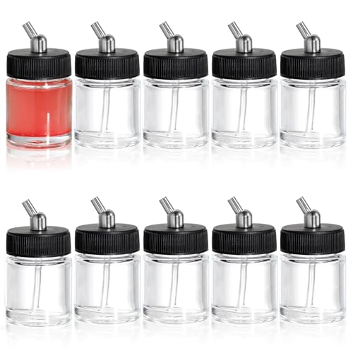 Langlengtec Glass Airbrush Paint Storage Jars & Bottles - Transparente, auslaufsichere Behälter für Farben, Lösungsmittel und Kunstzubehör