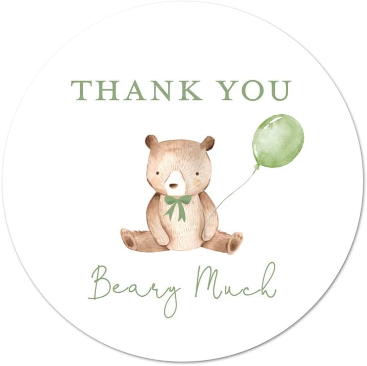 Juego de 40 pegatinas redondas de 20in con diseño de oso para baby shower diseño de oso de agradecimiento