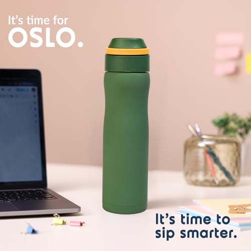 Image of Headway by rabitat Oslo Thermos Water Bottle with Infuser Meridian Green 750 ml | 2 Years Brand Warranty | Triple Layer Vacuum Insulated Flask | Hot and Cold Steel Water Bottle | ISI Certified