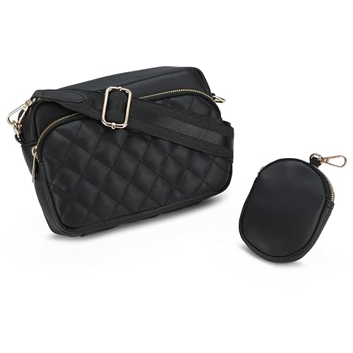 Image of K London Women's Cross Body Sling Bag with Pouch faux Leather Sling Bag for Women - Girls Travel Crossbody Bags with Adjustable Strap - Ladies Shoulder Purse Stylish Handbag