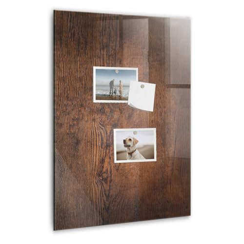 Tableau effaçable en verre magnétique mural tableau mémo bois foncé 40x60