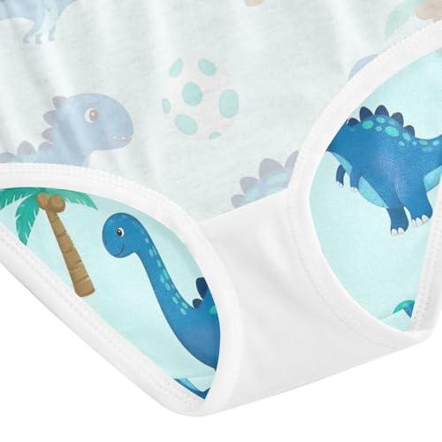 Toddler Girl Panties, Cute Blue Turquoise Dinosaurs Girls Cotton Underwear, 2T–8 Years4