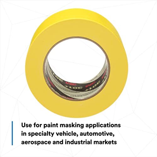 Image of 3M 301+ High Performance Masking Tape, Yellow, 3 in x 60 yds - High Performance Holding and Masking Tape for Automotive, Speciality Vehicle and Industrial Markets, Case of 12