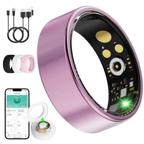 Smart Ring for Women Men, Health Tracker with Heart Rate, Blood Oxygen, Blood Pressure, Sleep Monitor, Step Counting, IP68 Waterproof Fitness Ring, No App Fees for iPhone & Android