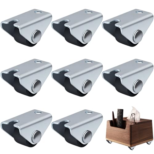 Lot de 8 Mini Roulettes Fixes pour Meubles (0.5 Pouce/13mm), Roue Directionnelle Rigide en Fer Galvanisé avec 18 Vis Incluses, Petite Roulette Non-Pivotante...