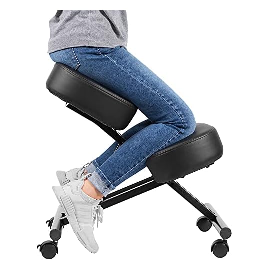 DRAGONN by VIVO Ergonomic Kneeling Chair, Adjustable Stool for Home and Office - Improve Your Posture with an Angled Seat - Thick Comfortable Cushions, Black, DN-CH-K01B