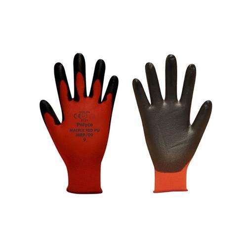 Polyco Matrix® Red PU Polyurethane Palm Coated Reusable Gripper Work Gloves (9/Large)