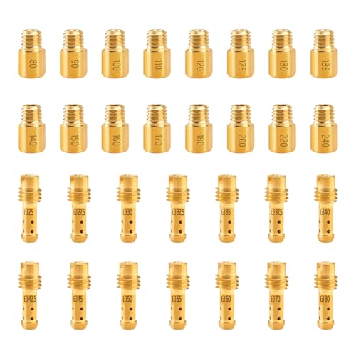 30 Pcs Main Jet and Pilot Slow Jet Kit Fits for VM18 VM20 VM22 VM26 VM24 VM28 VM30 VM32 VM34 VM36 VM38 VM44 Carbs