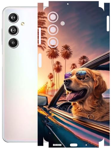Image of AtOdds - Full Body Back Screen Guard Protector Film - Lamination Wrap Skin Sticker Compatible with Samsung Galaxy F54 (5G) | Scratchproof Matte Finish (Happy Doggo)