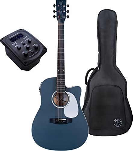 Stretton Payne Dreadnought Guitarra acústica con corte electroacústico con bolsa acolchada de lujo y afinador cromático integrado, color azul índigo Cover