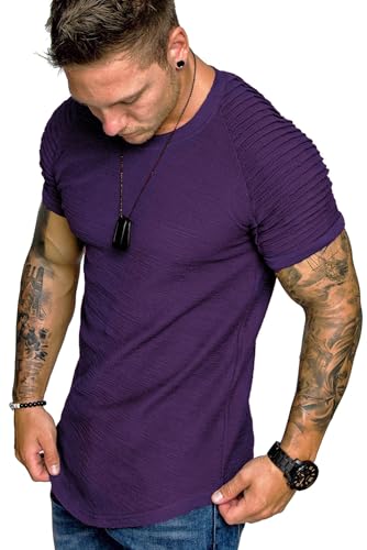 T-shirt de sport plissé COOFANDY en maille douce violet foncé taille S