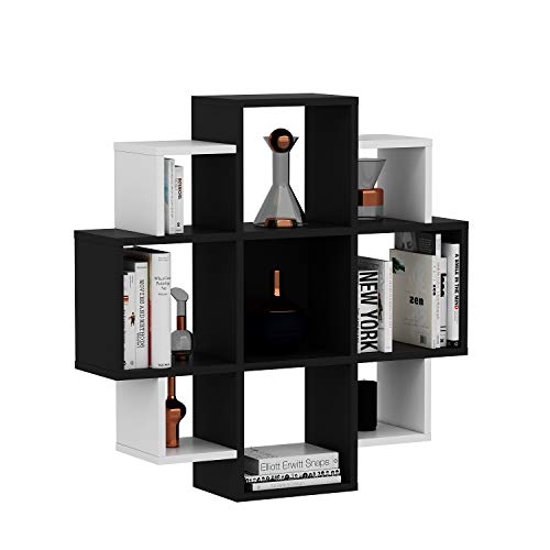HOMIDEA Bloom Étagère Murale - Étagère à Livres pour décoration de Salon en Bois - Design Moderne ( Noir / Blanc ) Cover