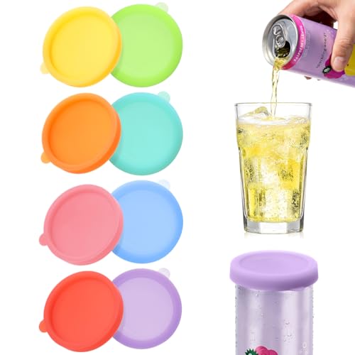 Aieve Silicone Soda Can Lids 8 Packs Reusable Can Covers for Carbonated Beverage BPA-Free Stopper or Protector for Soda Juice Coke Beer Fits Standard Mini Slim Cans