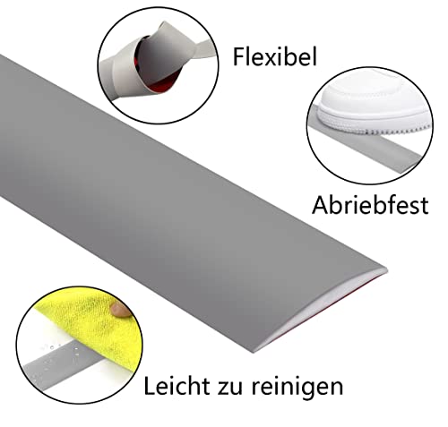 Grau Übergangsprofil Wasserdicht Selbstklebend 5cm Breit Vinyl Übergang Sschiene | Boden-Leiste Zum Vinyl Übergangs-für Fußböden | Ungelochte Abdeckleiste | Bodenprofil | Türschwelle Zum Kleben 3m