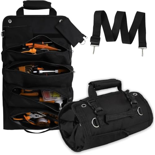 Opiniones y reviews de Maletas de transporte los más solicitados. 48 TOPTHEROAD Mochila Enrollable para Herramientas con 6 Bolsas, Organizador de Herramientas de Oxford Multiusos para Electricistas, Carpinteros y Fontaneros (Negro)