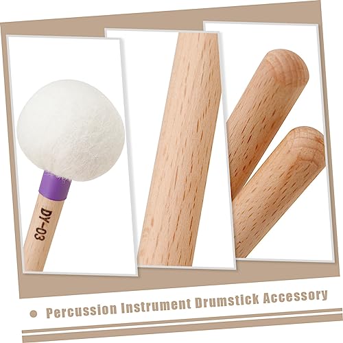 2 piezas de baquetas para batería con mango de madera y punta de fieltro morado para instrumentos de percusión profesionales miniatura 6