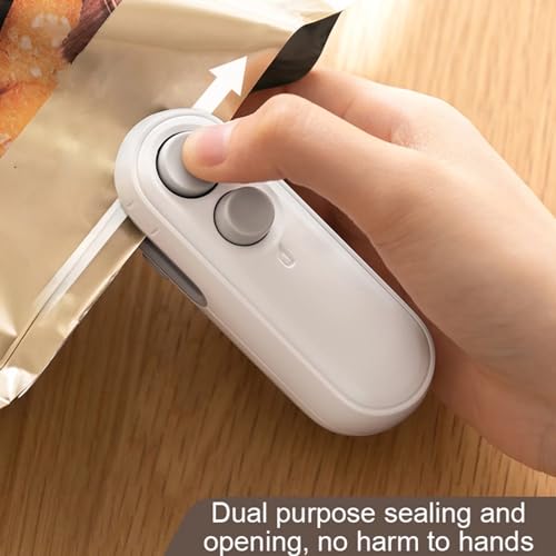 Image of UCRAVO Mini Sealer USB C Rechargeable Sealer 2 In 1 Sealer Heat Seal With Cutter And Magnet Mini Resealer Machine For Plastic Snack Kitchen supplies