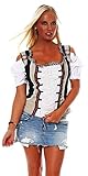 Fashion4Young Damen Dirndlbluse Bluse Trachtenbluse Trachten Oktoberfest Lederhose Trachtenmieder (34, Schwarz Weiß)