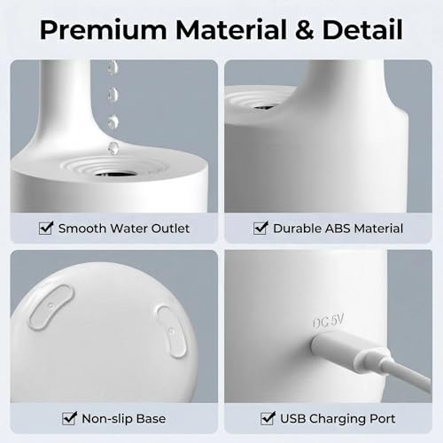 JIEHET Humidifiers for Bedroom, 800ml Cool Mist Air Humidifie, Anti-Gravity Digital Humidifier with LED Display, Quiet Knob Control for Large Room, Plants, Nursery, Office - White by JIEHET - Used condition - Image 3