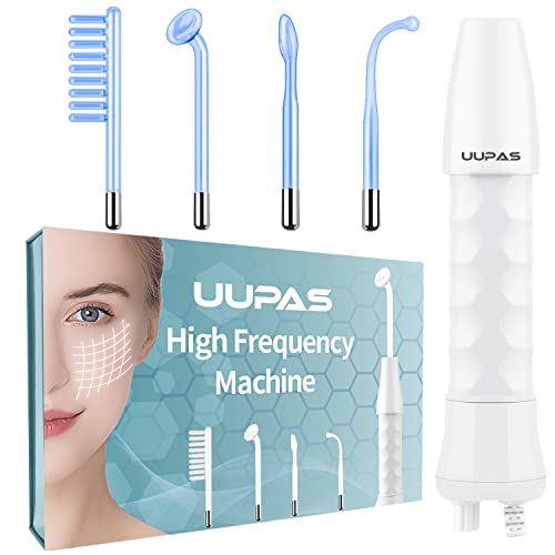 High Frequency Facial Wand - Uupas Portable Handheld 4 In 1 Blue High Frequency Skin Facial Machine With 4 Pcs Different Blue Tubes For Home Use Face Device #TOP4