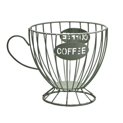 コーヒー カプセル バスケット カップ型 収納 ホルダー かご 小物入れ 卓上 ボックス エスプレッソ 容器 おしゃれ かわいい キッチン カウンター 大容量 (グリーン)