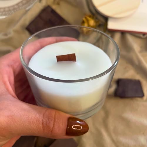 Vela Aromática Perfumada de Chocolate 100g com Pavio de Madeira – Queima Uniforme, Feita com Cera Na