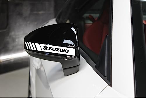Image of Dual Color Suzuki Side Mirror Exterior Sticker for Maruti Suzuki Fronx, Grand Vitara, Swift, Baleno, Ciaz, Swift Dzire, Baleno (White & Black)