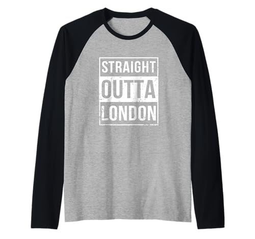 Vintage Funny Straight Outta London England UK Britain Camiseta Manga Raglan