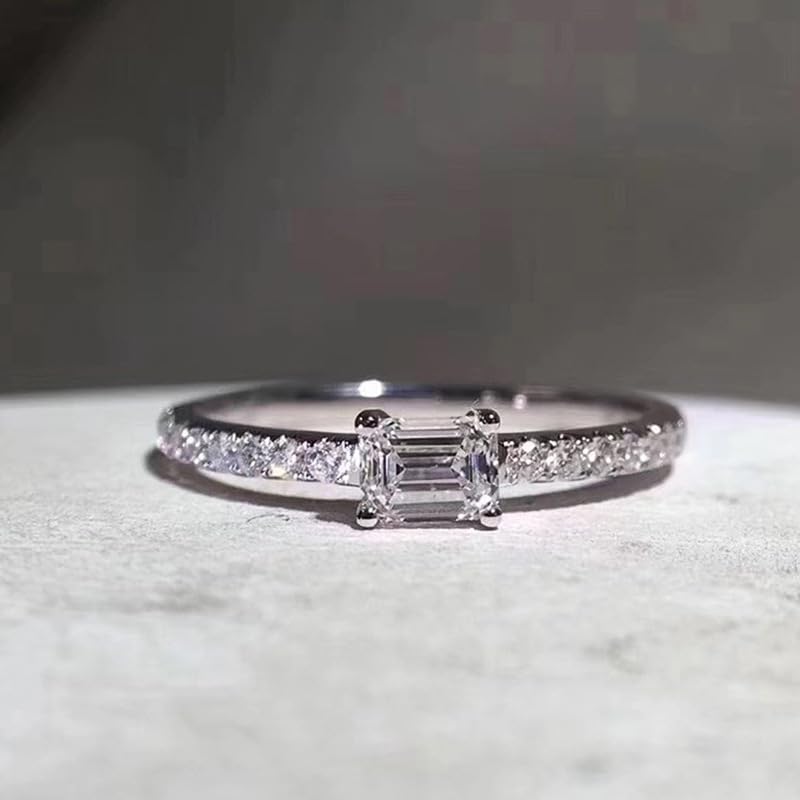 Exquisite Ring 4-Claw Inlay Shiny Zirconia Engagement Ring for Women Daily Party Wedding Elegant Jewelry Proposal Gift