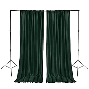 Hiasan Hunter Green Backdrop Curtains for Parties, Polyester Photography Backdrop Drapes for Baby Shower, Wedding Decorations, 5ftx10ft, Set of 2 Panels