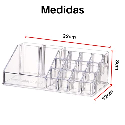 Organizador Porta Maquiagem de Acrílico para Pincel, Batom e Blush