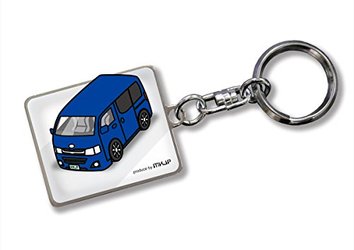 MKJP カスタムキーホルダー ハイエースTHR200V後期 ベース:ホワイト 車カラー:ブルー