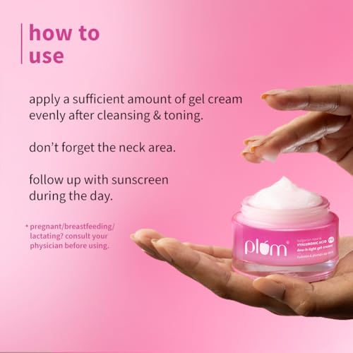 Image of Plum 1% Hyaluronic Acid & Bulgarian Rose ​Dew-It-Light Gel Moisturizer Cream​ 50g | 120 hrs Multi-Layer Hydration | Retains Moisture | Light, Oil-Free, Non-Greasy | Face Moisturiser for Women & Men | For All Skin Types |