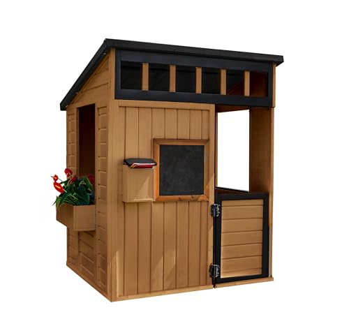Backyard Discovery Caraway Cottage Cedar Wooden Kids Playhouse with Play