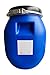 Produktbild kanister-vertrieb® 30 Liter Weithalsfass, Deckelfass, Spannringfass, Farbe blau + Etikett