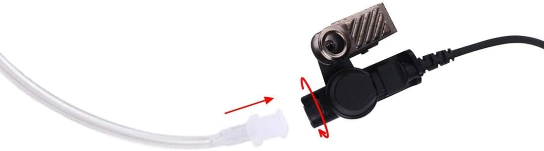 KS K-STORM Covert Acoustic Tube Walkie Talkie Earpiece Headset with Mic Compatible with 2 Pin Kenwood Two Way Radio, PU Material, Black (Kenwood) : Electronics