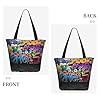 kkvhhyuo Graffiti Hip Hop Print Tote Bag for Women, Large Capacity Shoulder Bags Handbags for School Work Shopping Travel Daily Use #4